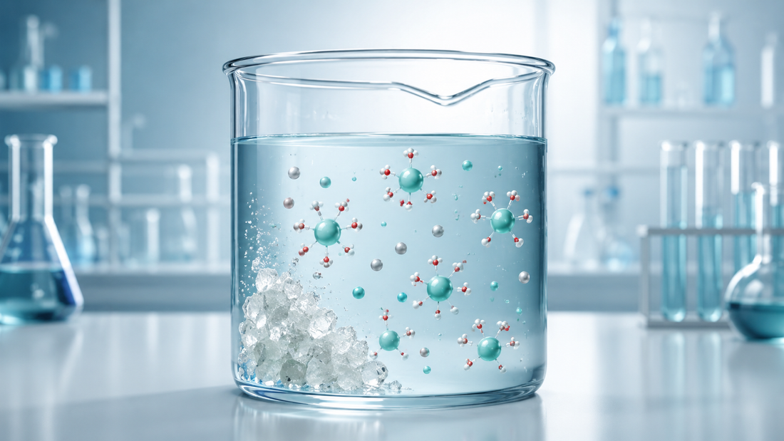 Laborillustration zur Auflösung von Magnesiumsalzen in Wasser