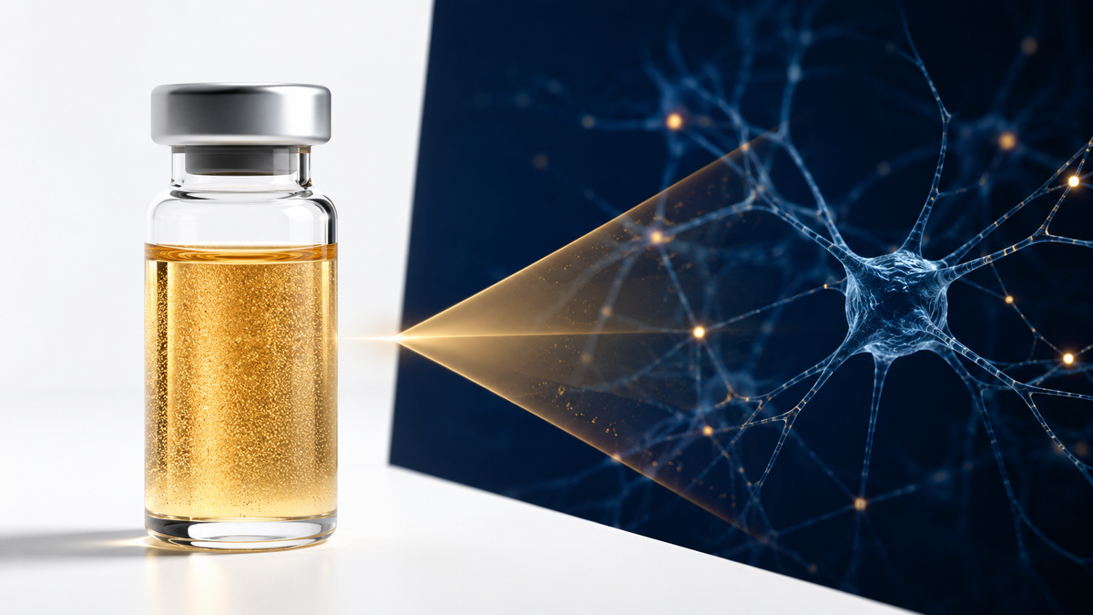 Neutrale Laborillustration zu kolloidalem Gold und Konzentrationsforschung