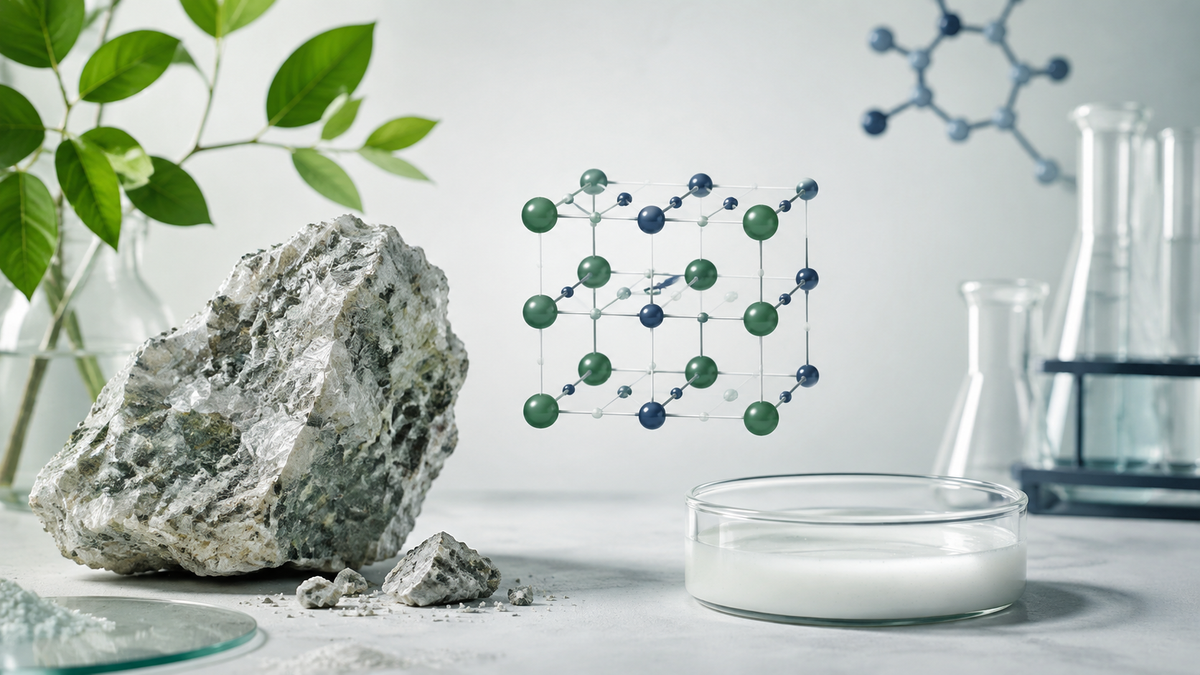 Magnesiummineral und Laboranalyse zur Unterscheidung von Nährstoff und Produktform
