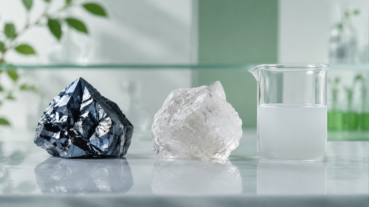 Siliziumkristall, Silica und kolloidale Silica-Dispersion im Labor