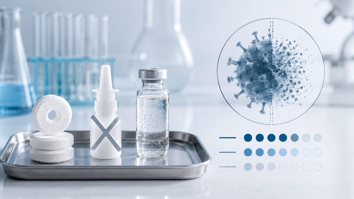 Vergleichende Laborillustration verschiedener Zinkproduktformen bei Erkältung