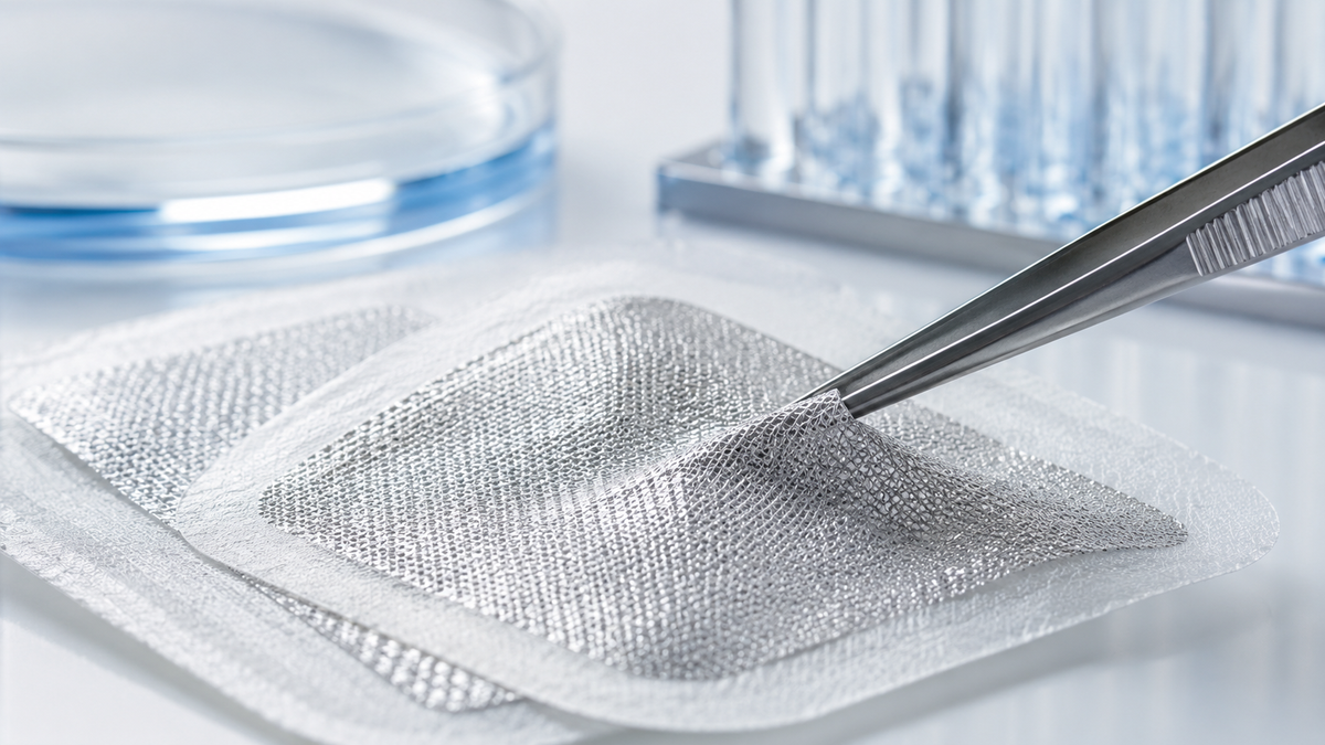 Sterile Laborillustration eines silberhaltigen Verbandmaterials